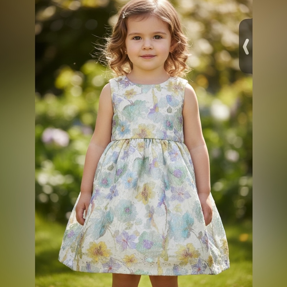 Nanette Lepore Kids Floral Dress Girls Size 5 Yellow Purple Party Easter